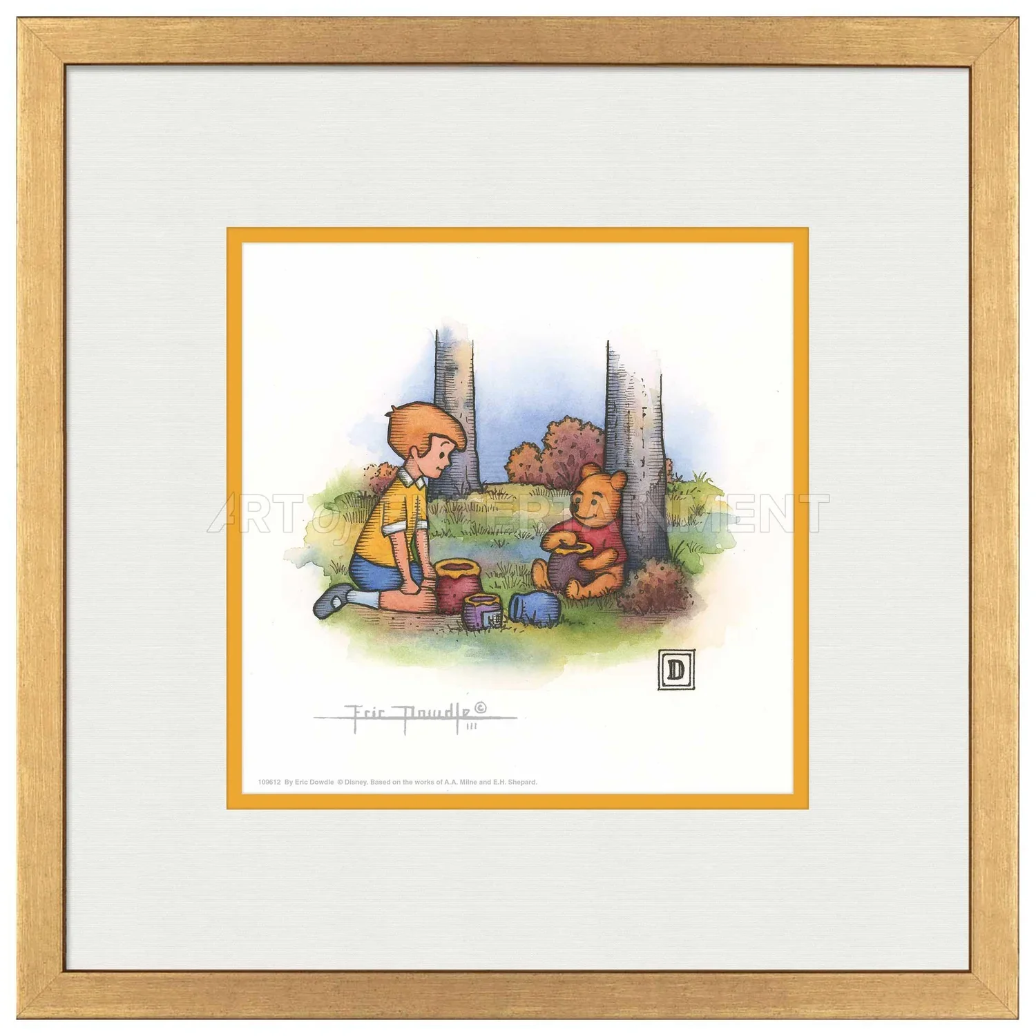Christopher Robin and Winnie the Pooh Eating Honey
